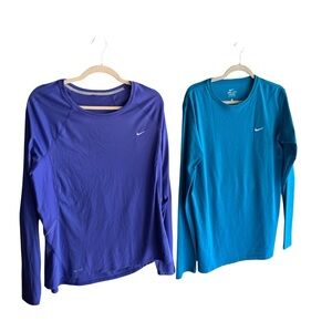 Women’s Nike Long Sleeve Dri-Fit Tees - Purple and Blue
